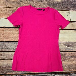 Susan Graver Vibrant Pink Short Sleeve Top